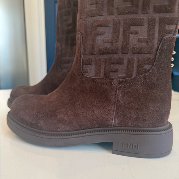 FF Filo Monogram Suede Knee Boots - Picture 2 of 10